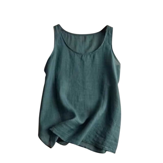 Camisetas sin Mangas para las Mujeres Color Sólido Cuello Redondo Suéter Casual Blusa, Camisetas de Mujer Casual