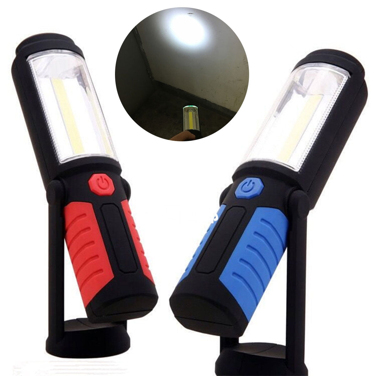 Camping Flashlight LED COB Working Light USB Rechargeable Lamp With Bracket 