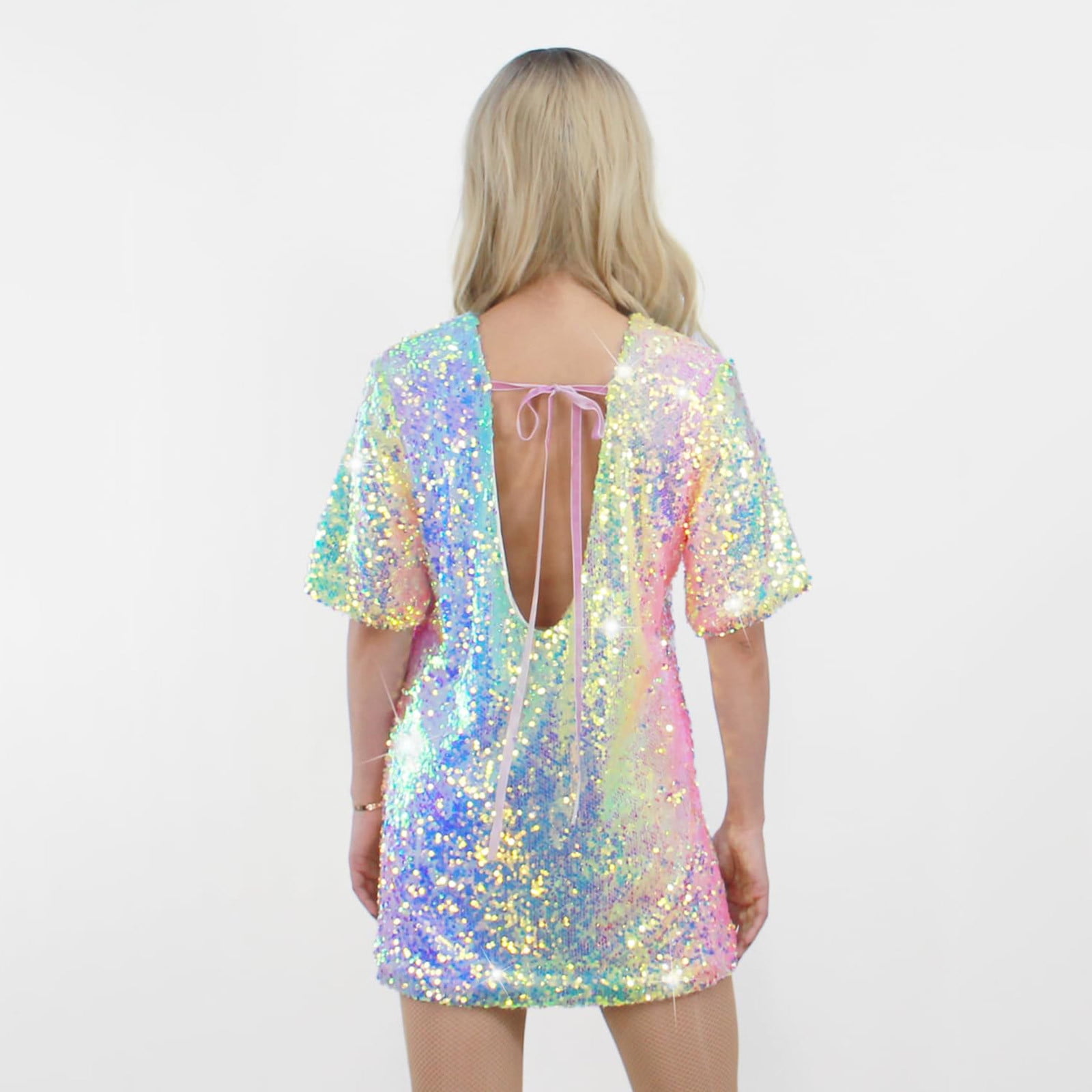 GXIPO Sequin Mini Dress for Women Birthday Party Short Sleeve Sparkly  Dresses Tie Backless Glitter Club Night Out Dresses XL - Walmart.com