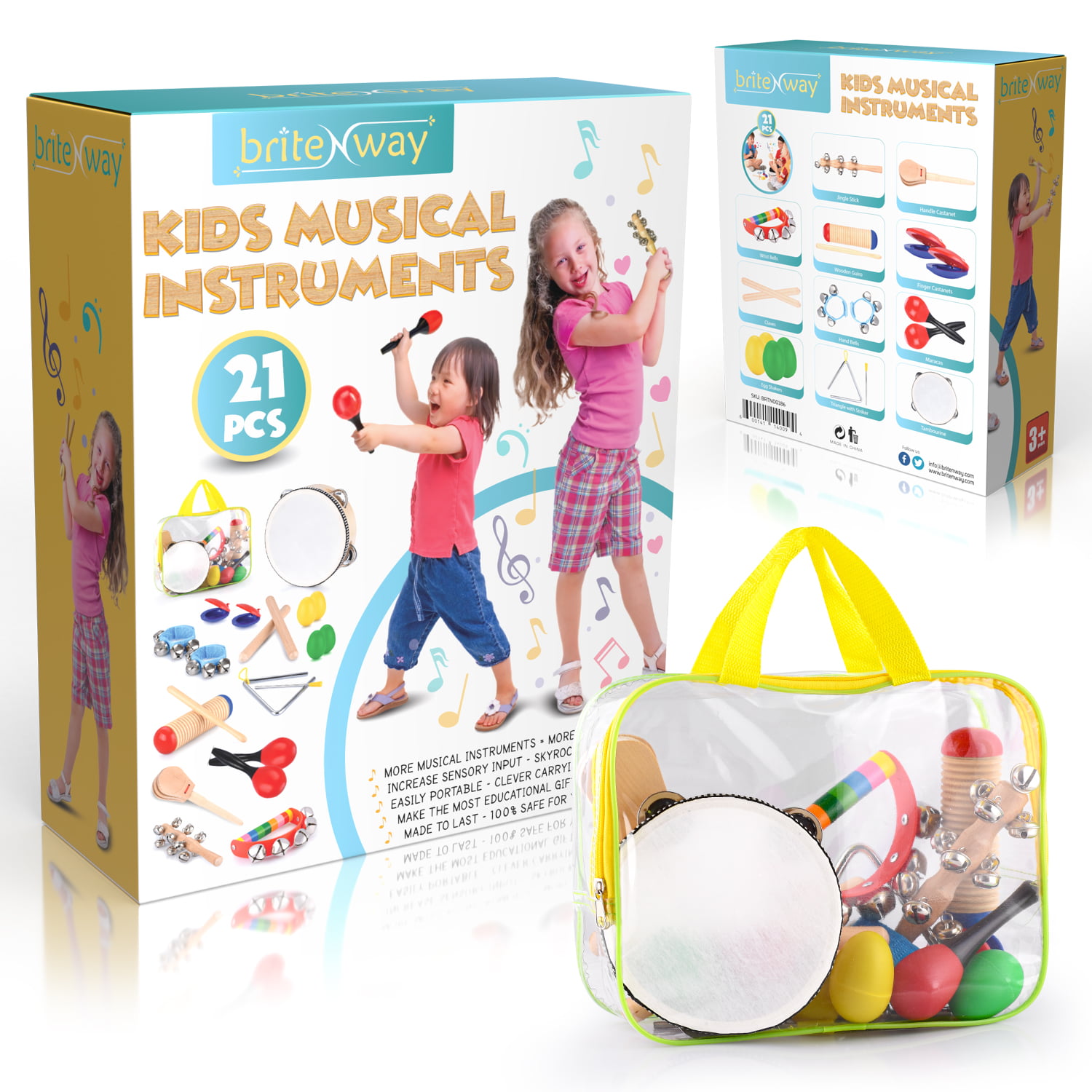 Educational & Musical Percussion for Kids & Children Instruments Set 21 Pcs 