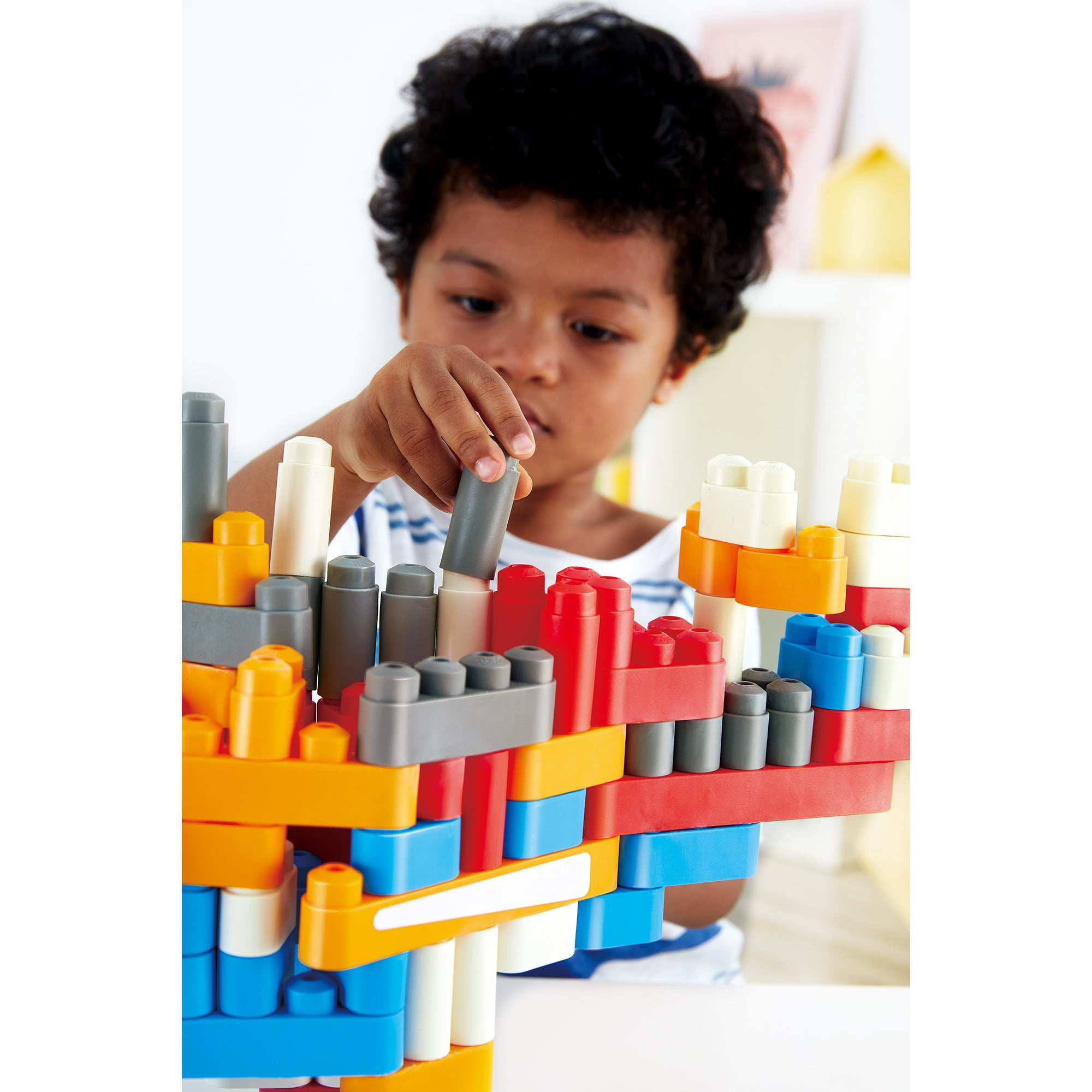 Hape: PolyM: City Airport - 142pc Building Blocks Toy Set w/ Figurines, Build & Play, Open Play & Inspiration Card, Toddlers & Kids Ages 2+