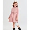 thumbnail image 3 of Lanbubble Girls Long Sleeve Turtleneck Dress Soft Knitted A Line Fall Winter Dress 2-7 Years, 3 of 9