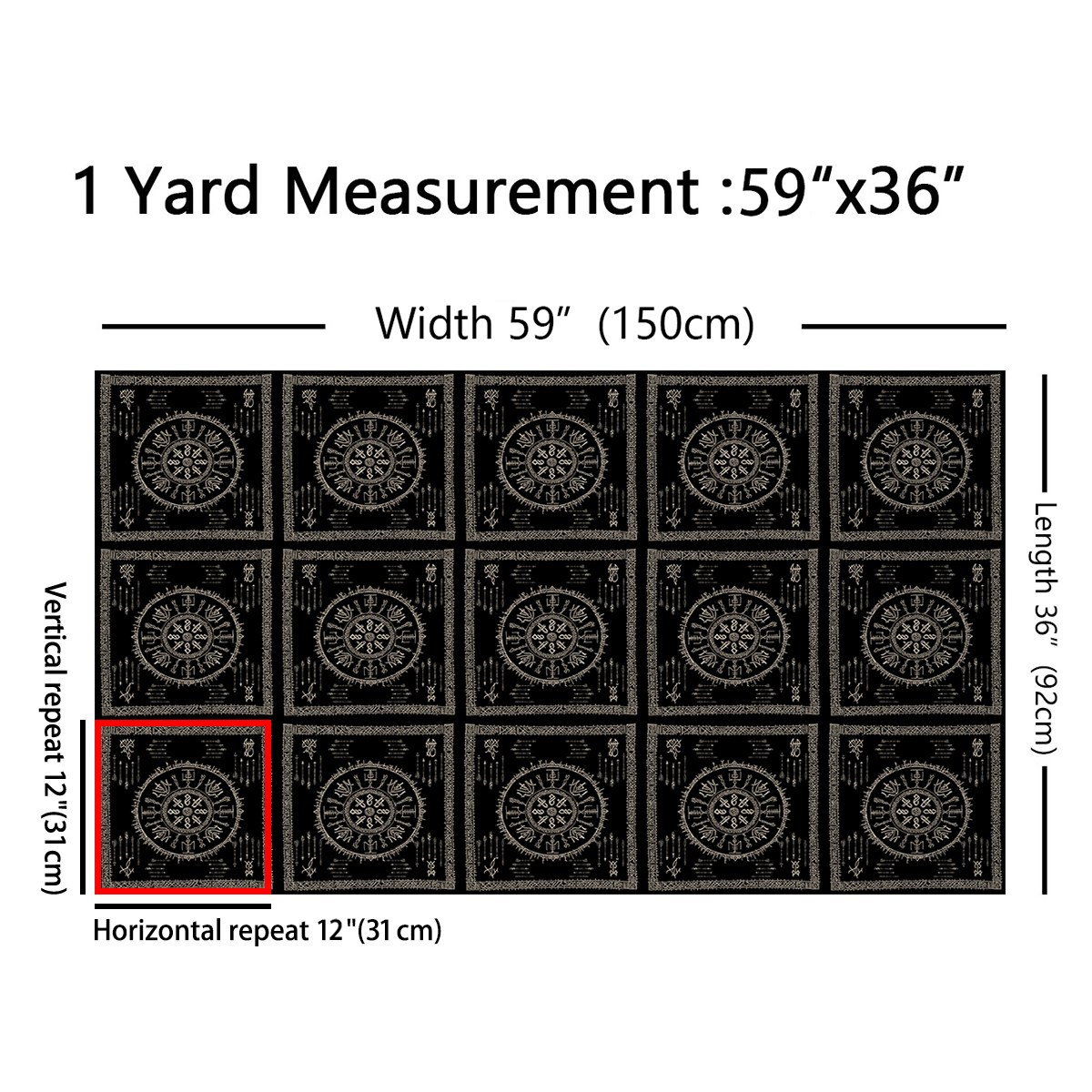 jejeloiu Ancient Rune Fabric by the Yard 1 Yard,Scandinavian Aesthetic Mythology Home Decor Fabric by the Yard,Black Gold Sewing Fabric For Men Women,Breathable Home Decor