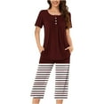 thumbnail image 2 of Ensembles de Pyjama pour Femmes 2 Pcs, Blouse Décontractée à Col Rond à Manches Courtes pour Femmes, Pantalon de Mode, Ensemble de Pyjama, 2 of 7