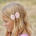 thumbnail image 3 of 6 In A Clip Girls Hair Bow Rainbow Hair Accessory Durable Ribbon Bow Clip for Playful Styles, 3 of 4