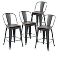 Andeworld 30" bar stools Set of 4,Black Bar Stools with Larger Seat,Bar