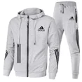 thumbnail image 3 of Sudadera con capucha y pantalones con cremallera de primavera y otoño para hombre de 2 piezas, traje de jogging transpirable de alta calidad a la moda para ocio y fitness 2024, 3 of 4