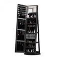 thumbnail image 6 of 360° Swivel Standing Jewelry Cabinet with Full Length Mirror Lockable Black MDF Jewelry Armoire Organizer Interior Lighted Mirror for Bedroom Dressing Room, 6 of 10