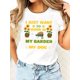 thumbnail image 1 of Women's Casual "I JUST WANT To Work in My Garden and Hangout with My Dog" Sunflower & Potted Plant Cart Print Fashion T-Shirt, 1 of 7