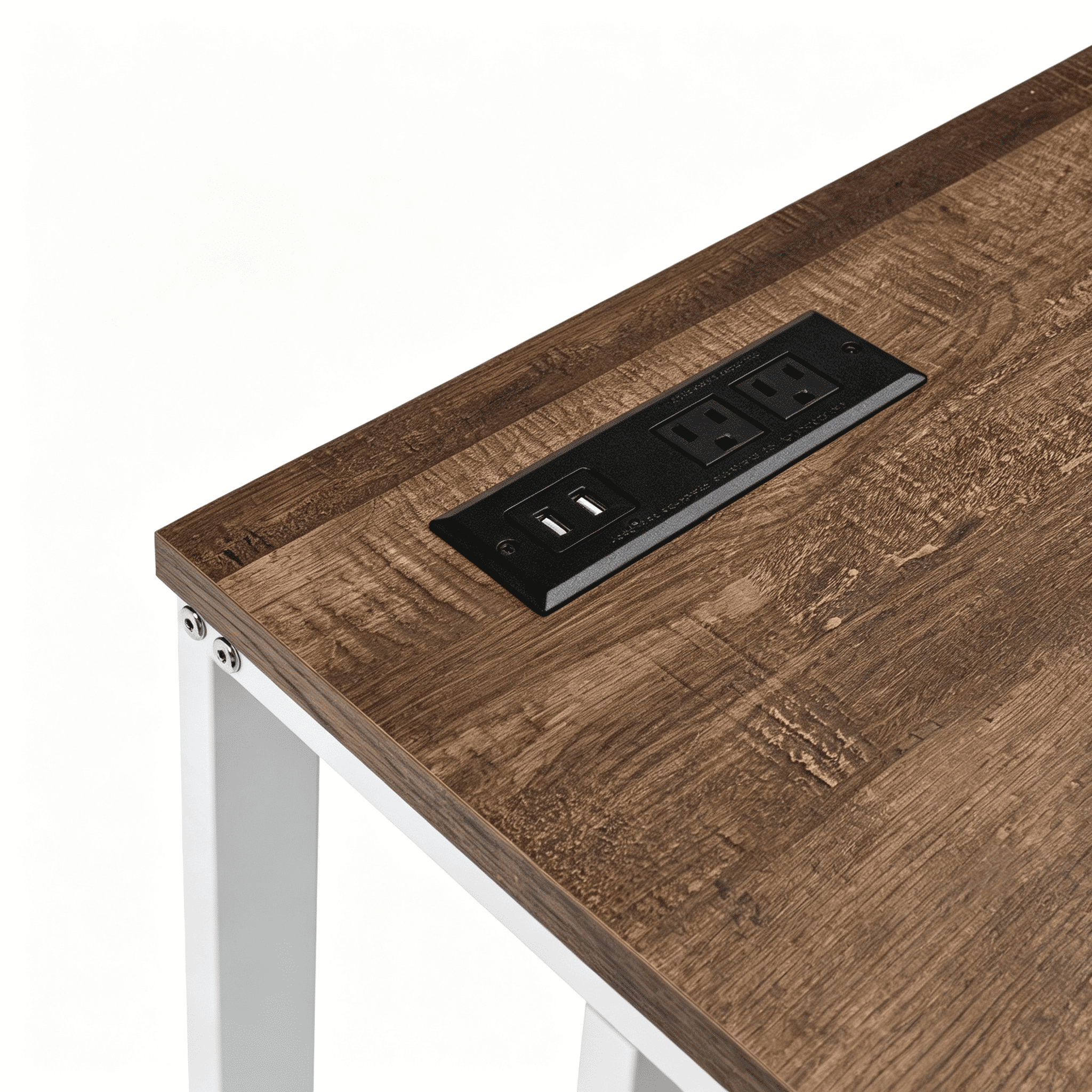 Writing Desk with USB Port and Plug, Rectangular Computer Desk with Keyboard Tray and Shelves, 47 in Work Surface for Home Office Study