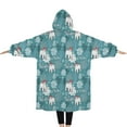 thumbnail image 2 of Oversized Wearable Blanket Hoodie,Blue Christmas Polar Bear Pattern Sherpa Blanket Hoodie with Super Pockets,Super Warm Fuzzy Pullover for Women & Men, 2 of 6