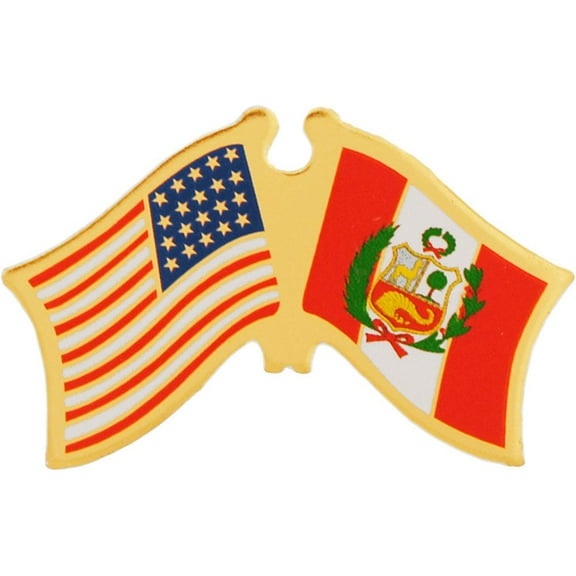Eagle Emblems P09786 Cross Flags Pin - USA & Peru - 1.125 in.