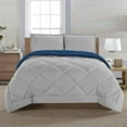 thumbnail image 2 of Elegant Comfort Reversible 3-Piece Comforter Set All Season, Ultra Soft, Down Alternative Comforter, 3PC Comf-KING, Silver/Navy, 2 of 5