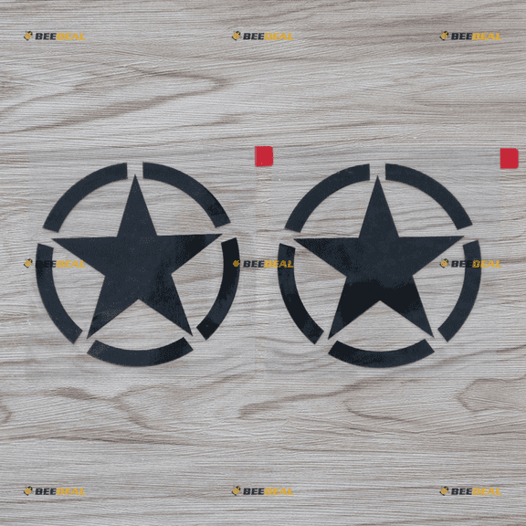(2) 4" Army Star WW2 Decal Sticker Car Vinyl fit for Jeep Toyota Willys Black a sda1