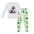 thumbnail image 1 of Pyjama Bebe Garcon Enfants Dinosaure Imprimé Col Rond Manches Longues Haut Pantalon Ensemble de Pyjama 2 Pcs Printemps Automne Pyjama Bébé Gris Clair 6 Ans-7 Ans, 1 of 5
