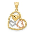 thumbnail image 1 of FB Jewels 14K Two Tone Gold & Rhodium Polished & Textured Heart Pendant, 1 of 4