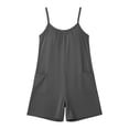 thumbnail image 6 of YTCAMLO Cotton Overalls for Women Beach Boho Casual Ruched Crew Neck Baggy Shorts Rompers with Pockets Stretchy One Piece Jumpsuits, Dark Gray2 XXL, 6 of 6