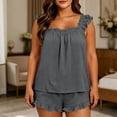 thumbnail image 4 of Posijego Women's Plus Size Pajama Sets Ruffled Tank Camisole Sleepwear and Shorts Summer Sleepwear Loungewear Pjs Sets, 4 of 8