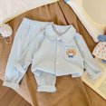 thumbnail image 2 of HFHAPW Kids Girls Pajamas Set Long Sleeve Button Down Pjs Sleepwear Loungewear 2 Piece Set for Daily,12-18 M, 2 of 7
