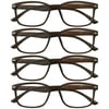 4 Packs Womens Square Frame Blue Light Blocking Computer Reading Glasses Classic Style Readers +1.00