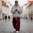 thumbnail image 2 of Wutalume Men's Wide Leg Sweatpants Vintage - Drawstring Elastic Waist with Pockets, Baggy Sweatpants for Men, Casual Athletic Trousers, Mens Loose Pants, 2 of 7