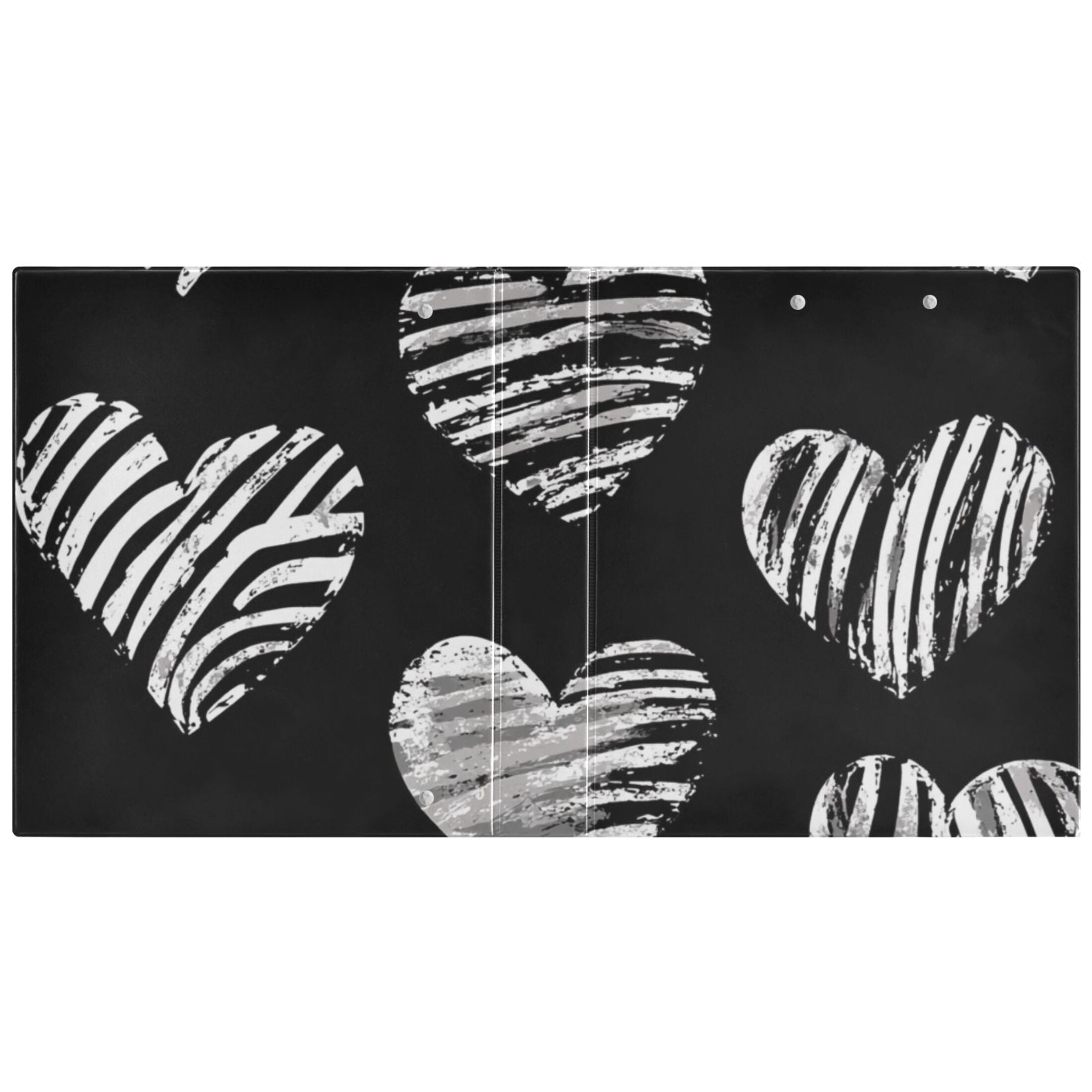 Zebra Stripes Hearts 3 Ring Binders 1.5 inch Hardcover File Folders with Interior Pockets A4 Size Organizer for School Office Hospital