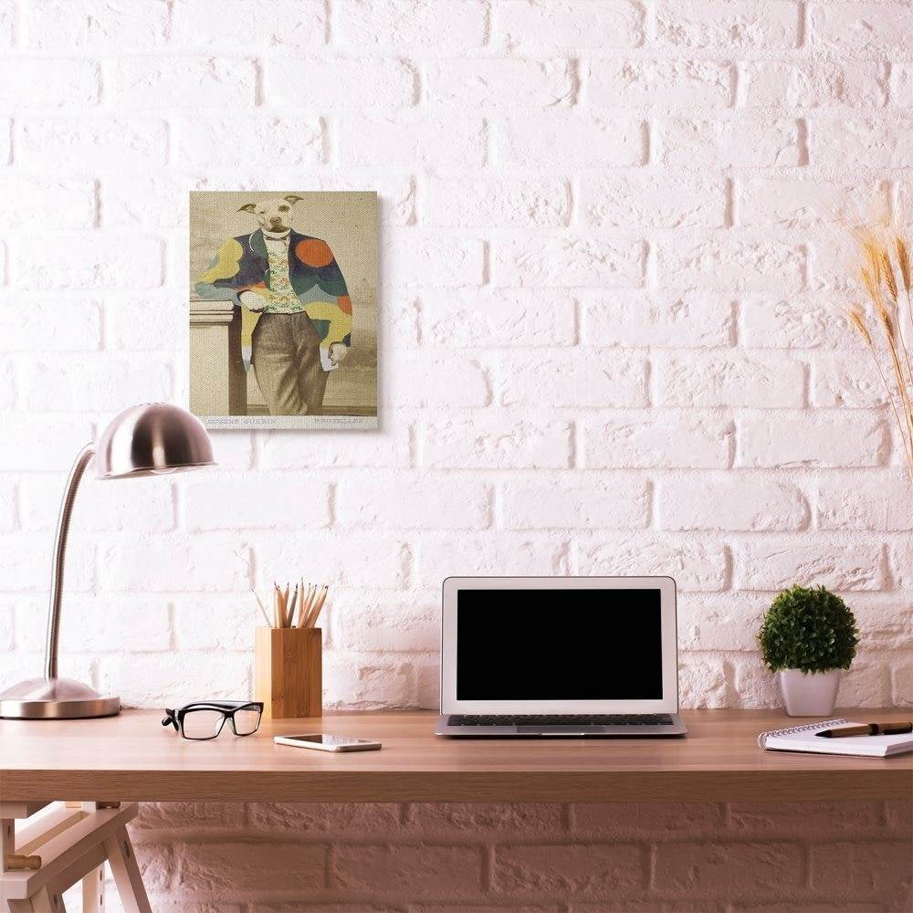 Stupell Industries Abstract Funny Vintage Dog Pet Animal Photo Canvas Wall Art by Villager Jim