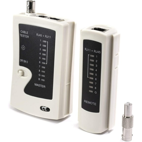 THE CIMPLE CO - Universal Network Cable Tester Tool, BNC, RJ45, RJ11 (3-in-1) Multi-Tester White