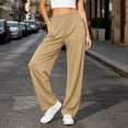 thumbnail image 2 of Lamiy Sweatpants Women Fall Winter Casual Workout Running Trousers Straight Elastic High Waist Comfy Joggers Pants,Beige,XXXXL, 2 of 9