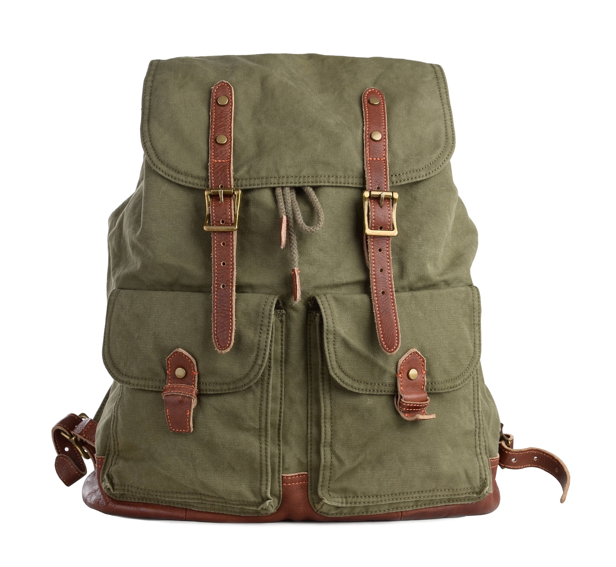 green canvas backpack
