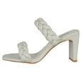 thumbnail image 2 of Soda Shoes Women Block High Heel Sandals Braided Band Square Toe FOUND-S Off White Bone 7.5, 2 of 3