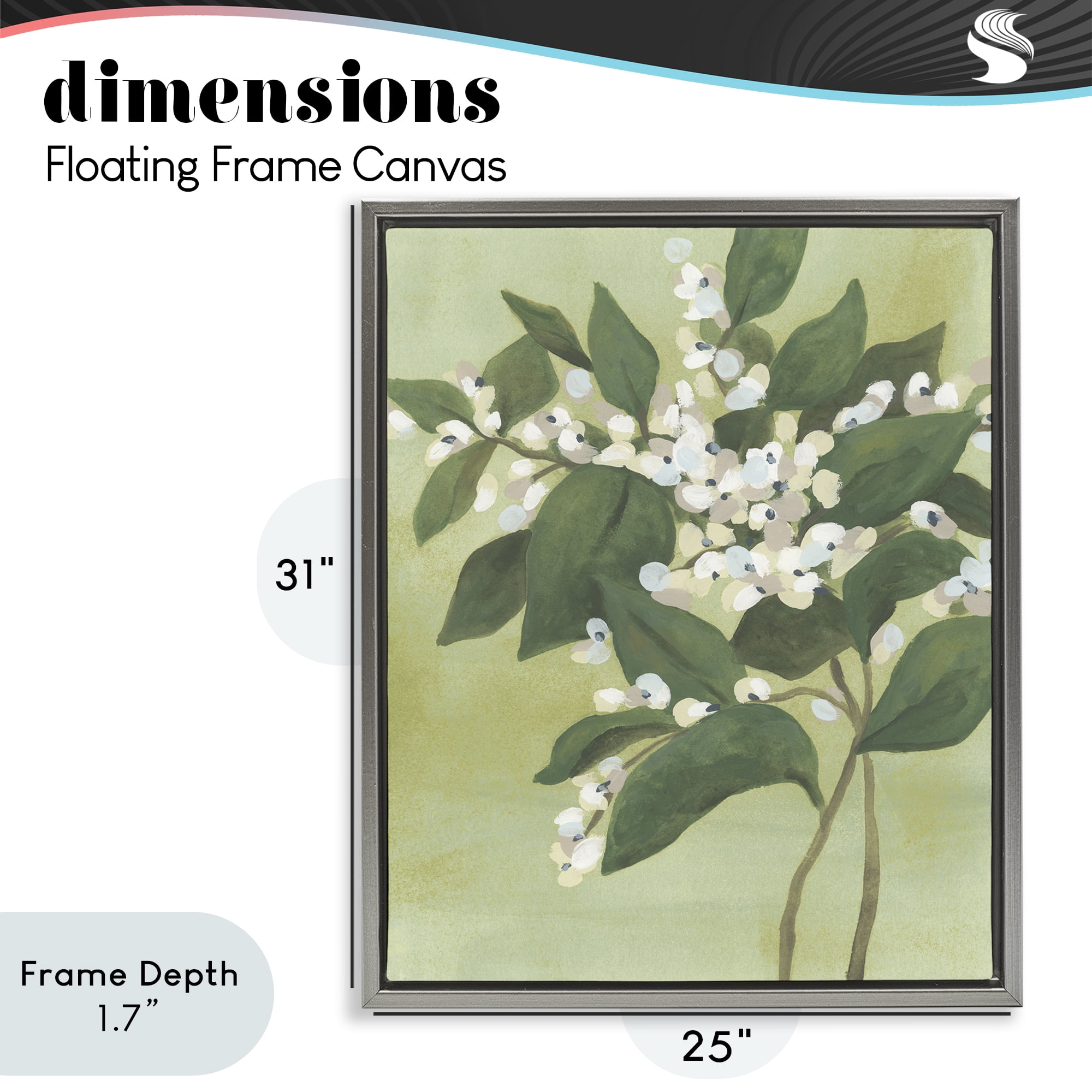 Stupell Industries Verdant Branch Bloom Gray Framed Floater Canvas Wall Art, design by June Erica Vess