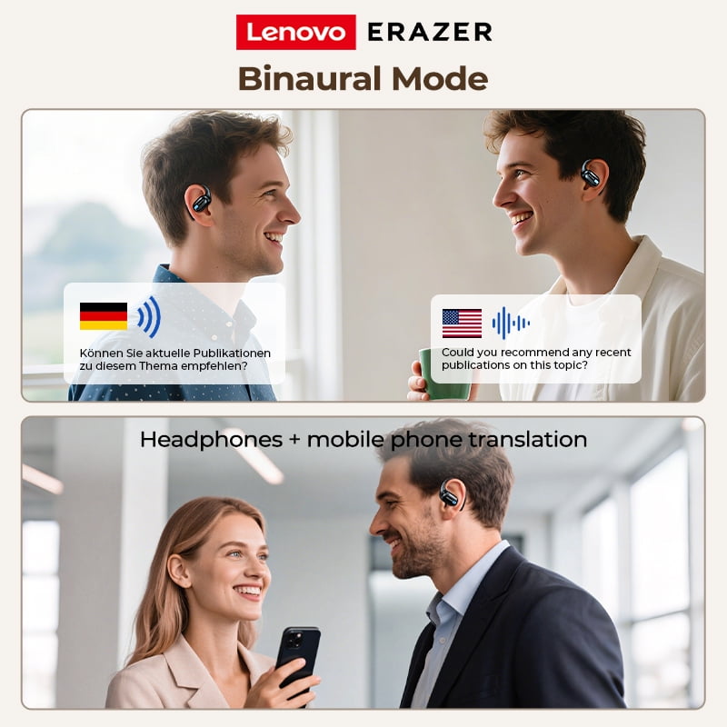 ERAZER XP18 Wireless Earbuds HiFi Stereo Sports Open Ear Real Time Translation Earbuds support Charge Phones