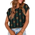 thumbnail image 5 of Cap Sleeve Flower Print Women Casual Knit Crop Tops Sweater Vest, 5 of 6