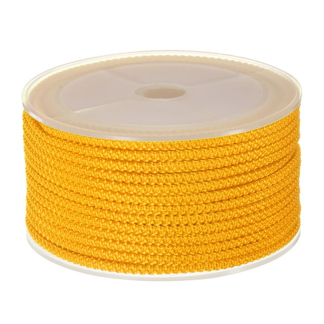 Unique Bargains Cordon de Perlage en Nylon 3 mm, Fil Tressé en Nylon Extra Résistant pour Fabrication de Colliers, 10 M/33 Pieds, Doré