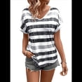 thumbnail image 3 of Blusas de Verano para Mujer, Camisas de Corta Tipo Dolman, Conjuntos de Moda 2025 con Cuello en V. Negro XXL, 3 of 9