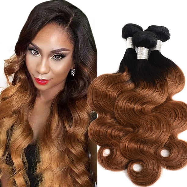 Paquetes de cabello humano Ombre 1b/30 brasileño dos tonos Ombre onda del cuerpo 3 paquetes 16 18 20 pulgadas paquetes de cabello humano virgen sin procesar teje extensiones para mujeres