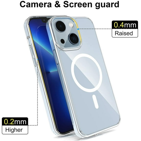 For Apple iPhone 14 (6.1") Crystal Clear Hybrid Impact Case with Magsafe Compatibility Hard Slim PC TPU Rubber Case Cover fit iPhone 14 - Transparent