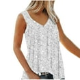 thumbnail image 3 of CFLVAEK Boho Tank Tops for Women Plus Size V Neck Pleated Tank Top Loose Fit Sleeveless Shirts Spring Going Out Clothes Beach Vacation Tank Tops White S, 3 of 4