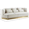 thumbnail image 4 of Maklaine Contemporary Velvet/Stainless Steel Sofa in Cream/Brushed Gold, 4 of 4