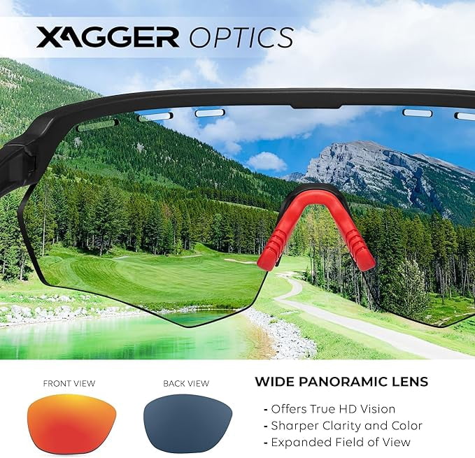 Xagger Sport Shield Sunglasses for Men Women Cycling Running Baseball UV400 Sun Glasses Wrap Around TR90 Frame