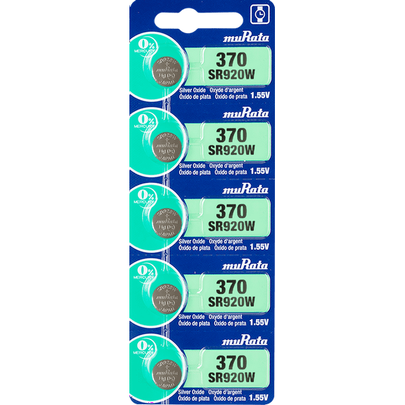 Murata 370 SR920W Battery 1.55V Silver Oxide Watch Button Cell - Replaces Sony 370 (5 Batteries)