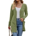 thumbnail image 4 of Delayuji Cardigans Sweater For Women Elegant Ribbed Solid Color Cardigan Long Sleeve Button Down With Pockets Knitted Cardigan, 4 of 7