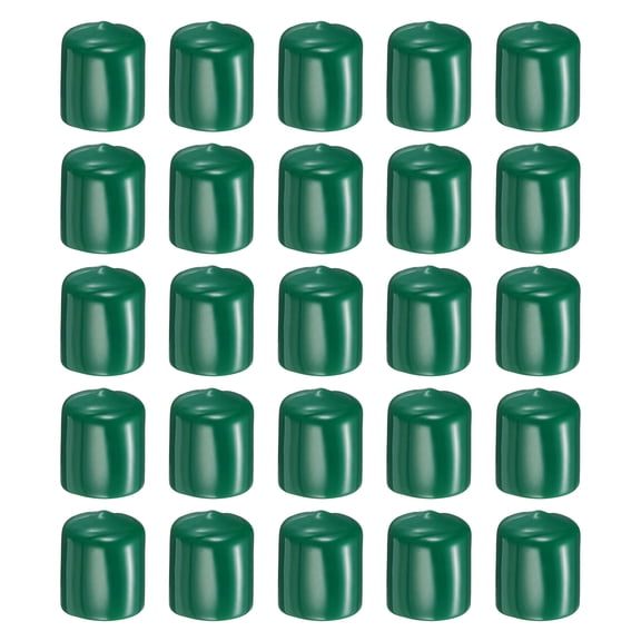 Uxcell 25pcs Round Rubber End Caps 24mm ID Bolt Covers Caps Vinyl Rubber Flexible Screw Thread Protectors for Metal Tube Rod Bolts, Dark Green