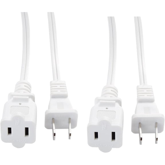 2 Pack 5Foot Polarized US 2 Prong Extension Cord