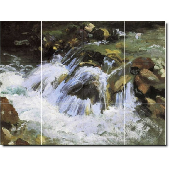 Ceramic Tile Mural-John Sargent Country Painting 252. 17" w x 12.75" h using (12) 4.25 x 4.25 ceramic tiles