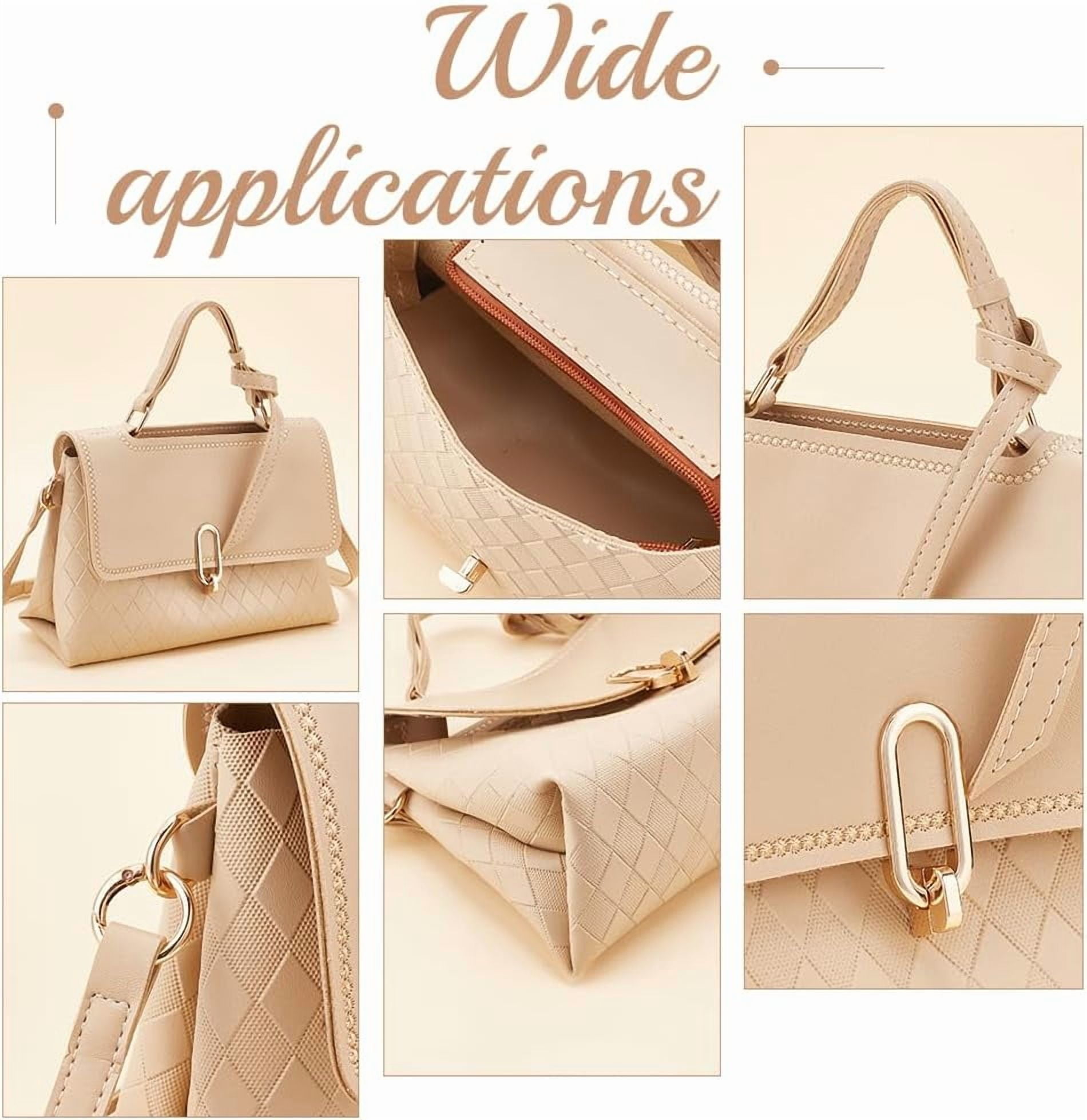 1set PU Leather Knitting Crochet Bags with Bottom and Shoulder Strap for Craft Shoulder Bags Accessories Wheat 400x400x1mm