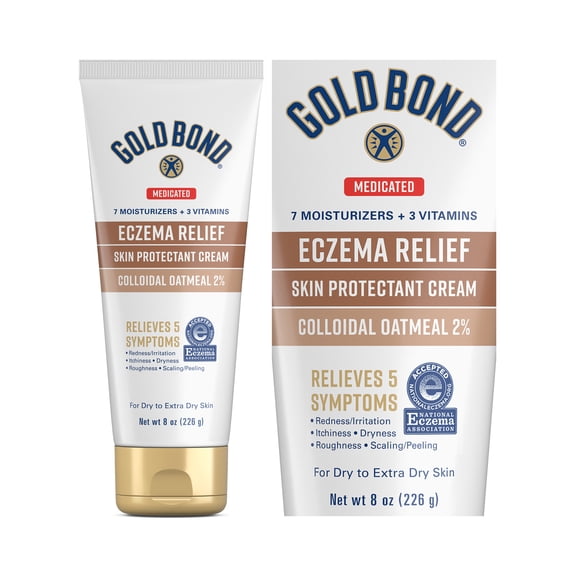 Gold Bond Medicated Eczema Relief Skin Protectant Cream, 8 oz., Gold Bond Lotion With 2% Colloidal Oatmeal