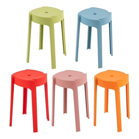 5-Pack 18in Plastic Stool, Portable, Colorful, Stackable Thickened Bench for Home Living Room