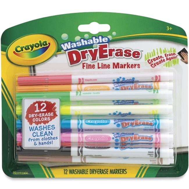 Crayola BIN985912 Crayola 12 Color Washable Dry Erase Line Markers